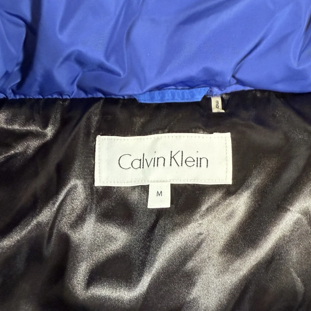 Calvin Klein Puffer Jacket Womens Medium‎ Blue Coat Quilted Full Zip